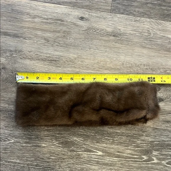 Brown Neiman Marcus mink headband with Velcro closure at back. - Picture 1 of 1